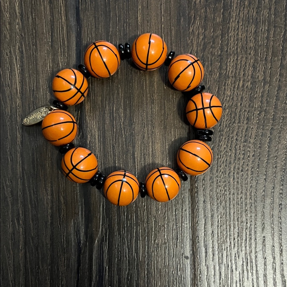 Orange Basketball Bead Bracelet for Adults